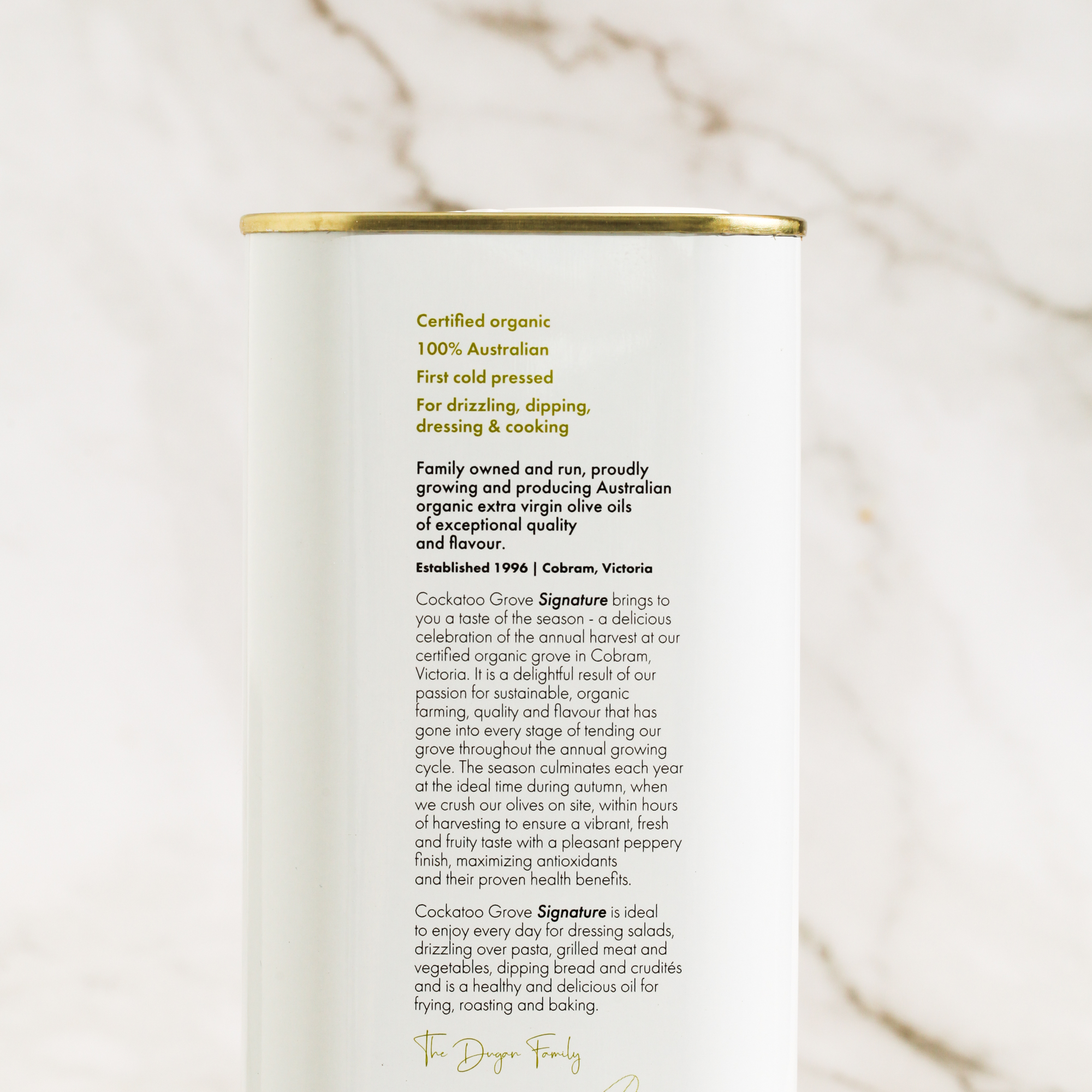 Signature Organic Extra Virgin Olive Oil 2L - Cockatoo Grove
